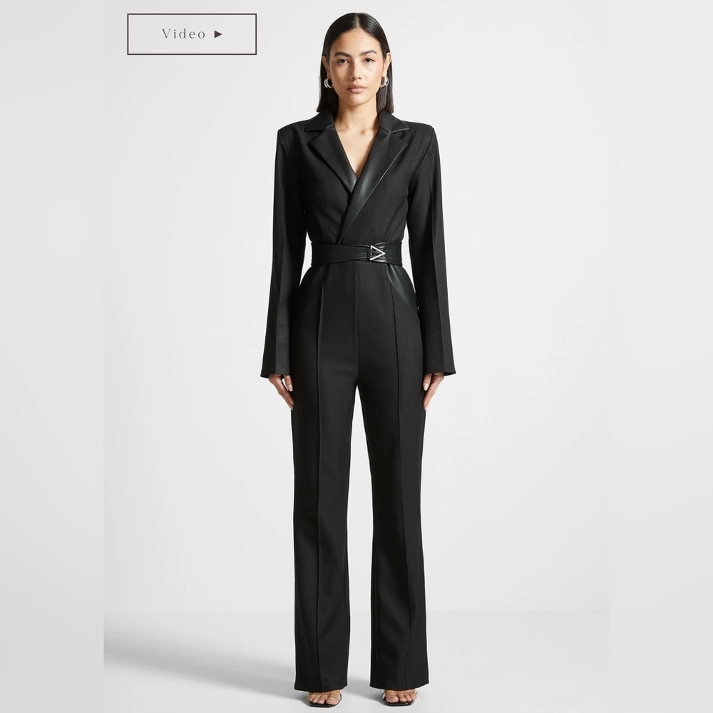 Maniere De Voir Black Jumpsuit with Tailored Fit